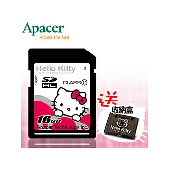 Apacer 宇瞻 16G SDHC Class10 Hello Kitty 限定版高速記憶卡 送原廠Hello Kitty 四片收納盒