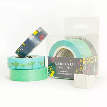 菊水KIKUSUI story tape和紙膠帶 生活系列-電線桿物語 點點星空 亮綠