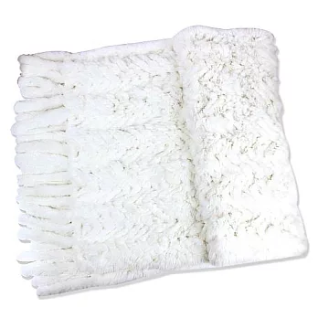 皮草時尚-Rex塔兔手工編織床毯(白色)
