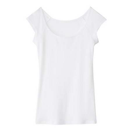 [MUJI 無印良品]女棉附吸汗墊片法式袖衫白色M
