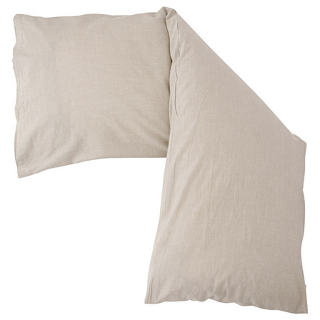 [MUJI 無印良品]柔舒水洗棉枕套/L型枕用/米色