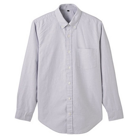 [MUJI 無印良品]男有機棉牛津扣領襯衫灰色XL