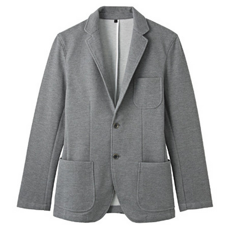 [MUJI 無印良品]男棉針織西裝外套灰色XL