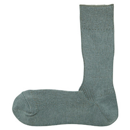 [MUJI 無印良品]男祕魯棉混螺紋直角襪綠色