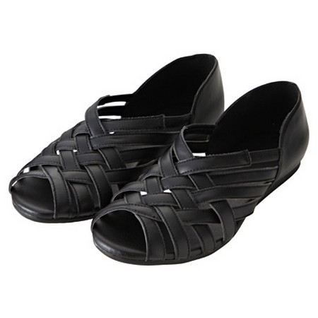 [MUJI 無印良品]女編織平底涼鞋黑色24.5