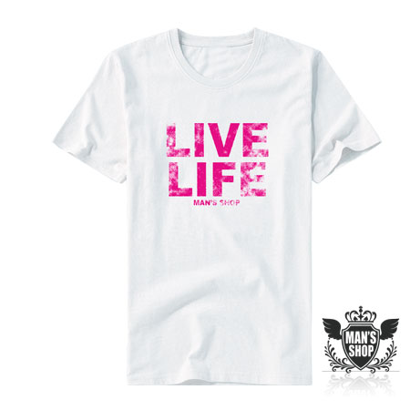【男人幫】T0583＊自創品牌【LIVE-LIFE煙霧效果字母短袖T恤】白色 3XL