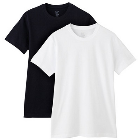 [MUJI 無印良品]男棉天竺圓領短袖衫/2入白×黑M