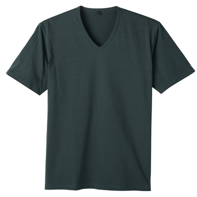 [MUJI 無印良品]男有機棉V領短袖T恤綠色XL