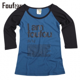《FOUFOU》七分袖T-I am foufou(藍中性版XL)