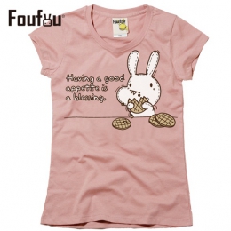 《FOUFOU》T-shirt-能吃是福-女版氣質粉M