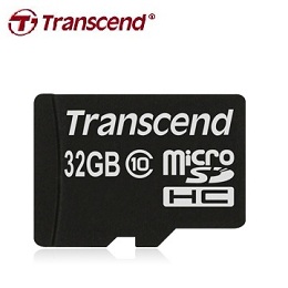 創見 microSDHC 32G class10記憶卡 - 附SD轉卡+贈一入收納盒