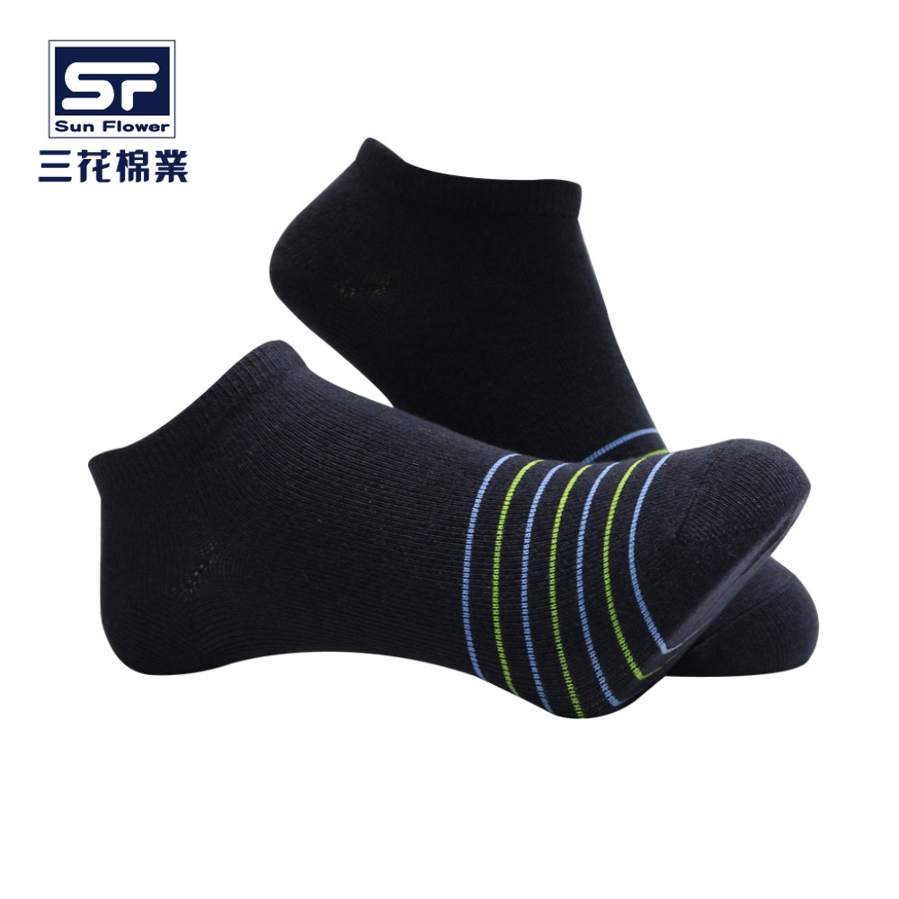 【三花棉業】60-3_三花細條紋隱形襪(襪子/短襪)                              深藍