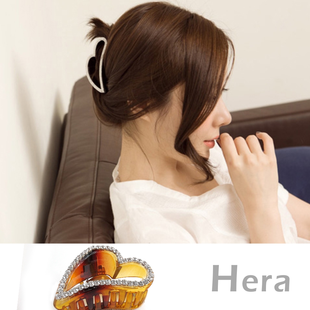【Hera】赫拉 鏤空立體心形邊鑽髮夾/抓夾(二色任選)咖啡色
