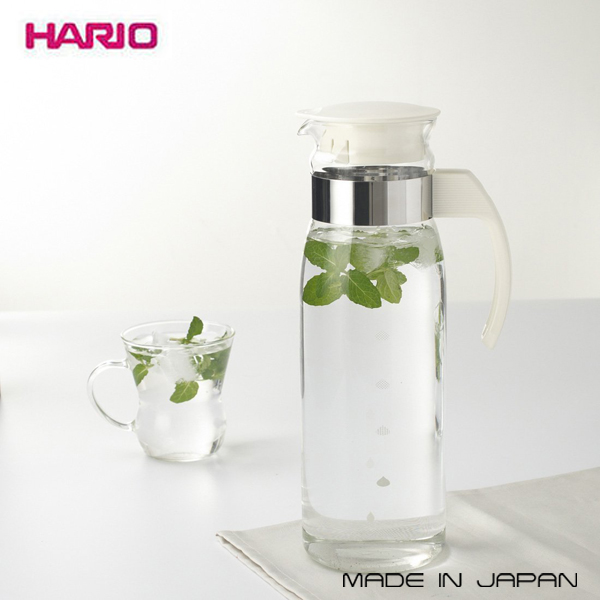 HARIO高質感玻璃冷水壺(白)1400ml．日本製