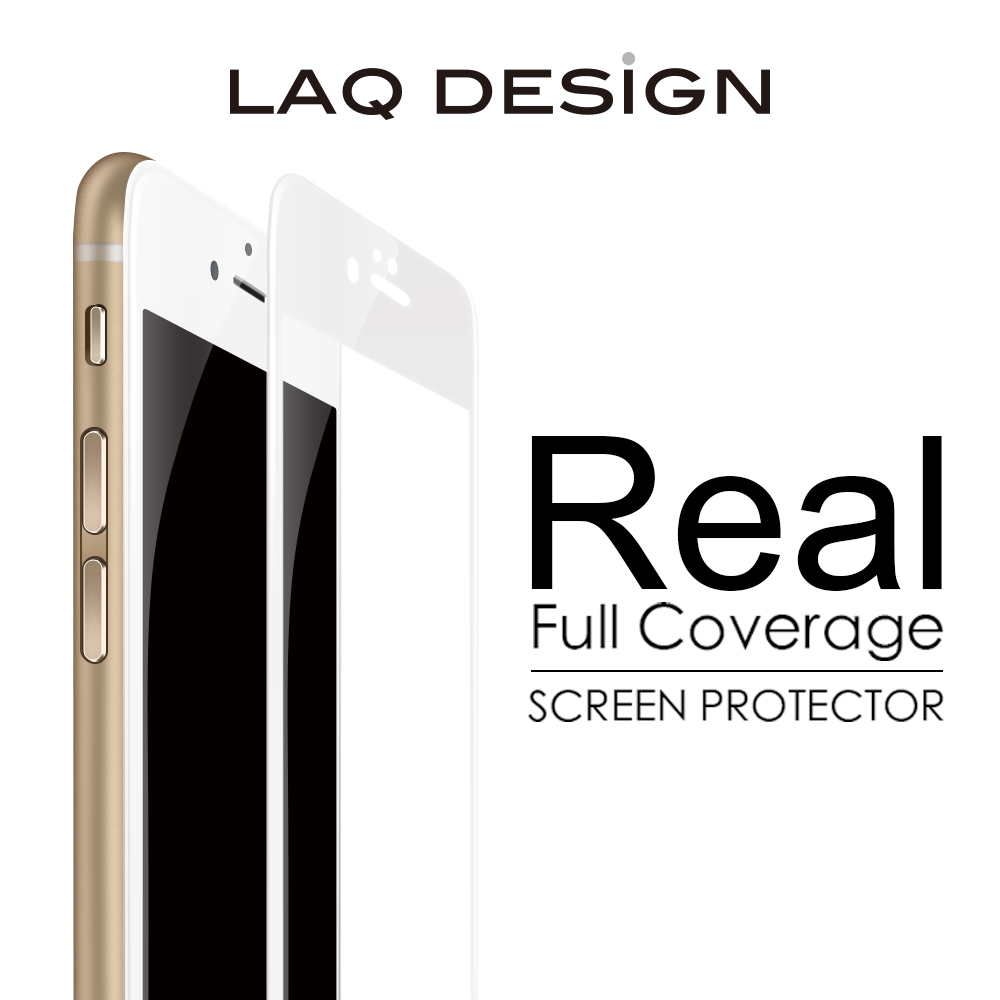 LAQ DESiGN iPhone6s / 6 Plus (5.5吋) 3D真滿版 鋼化玻璃保護貼- 白框款