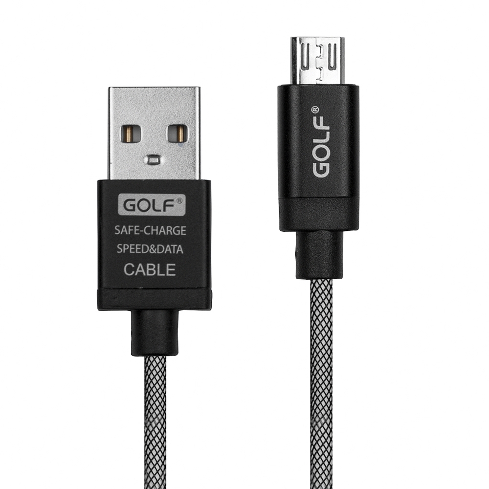 USB2.0 轉 Micro USB 鋁合金尼龍網格快速充電傳輸線(1M)黑色