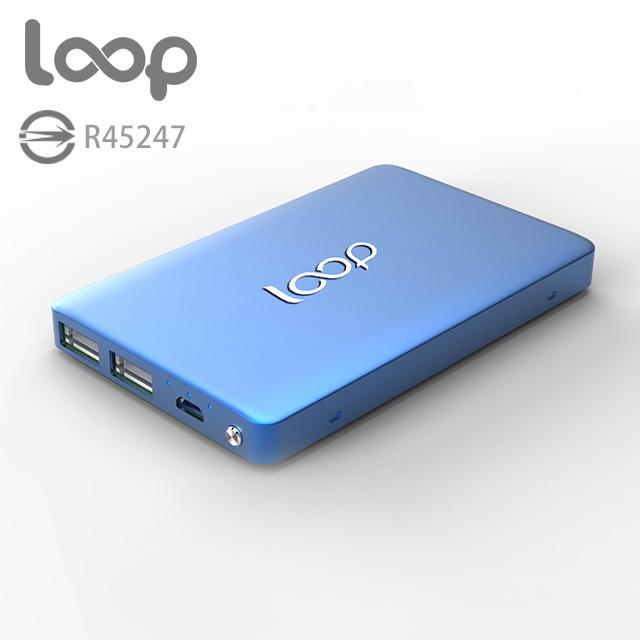 loop 10000mAh 超薄質感 鋁合金 行動電源藍