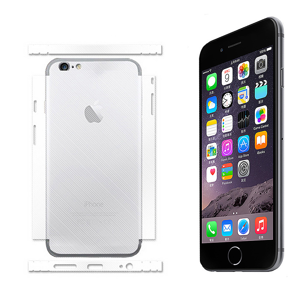Apple iPhone 6 4.7吋 網紋亮面保護側邊/背面貼(2入組)