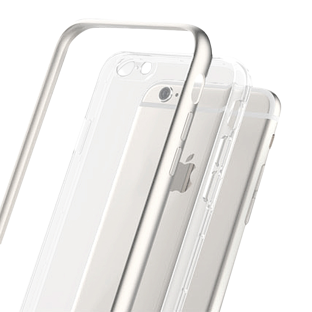 Rock Apple iPhone 6 4.7吋卡尼系列超薄TPU金屬邊框保護殼(銀)
