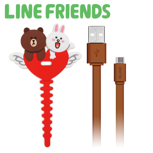 LINE FRIENDS 熊大兔兔 microUSB 傳輸充電線-愛心紅 (LN-CB03R)