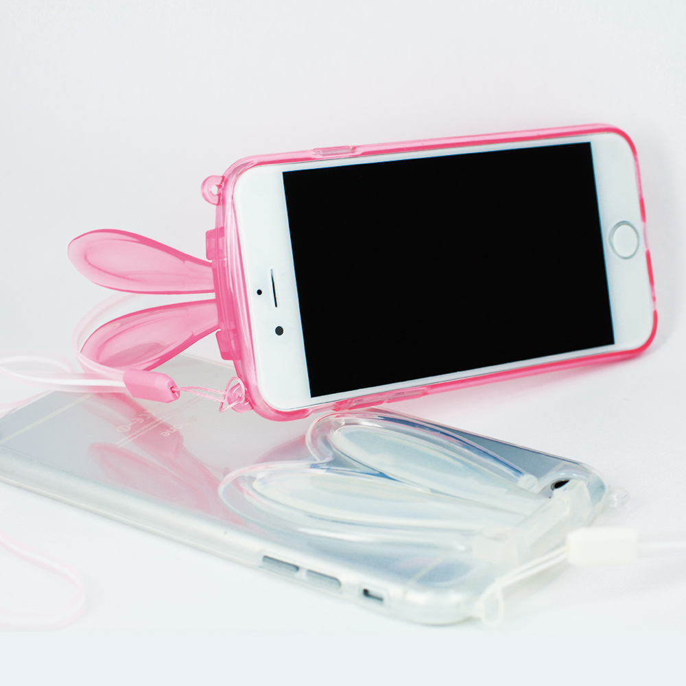 Mobile-style iPhone 6 6s Plus 兔耳造型 5.5吋 透明軟膠套透白