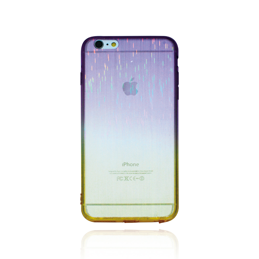 Mobile-style iPhone 6 6S 雙料雨絲漸變 4.7吋 防刮保護殼紫黃