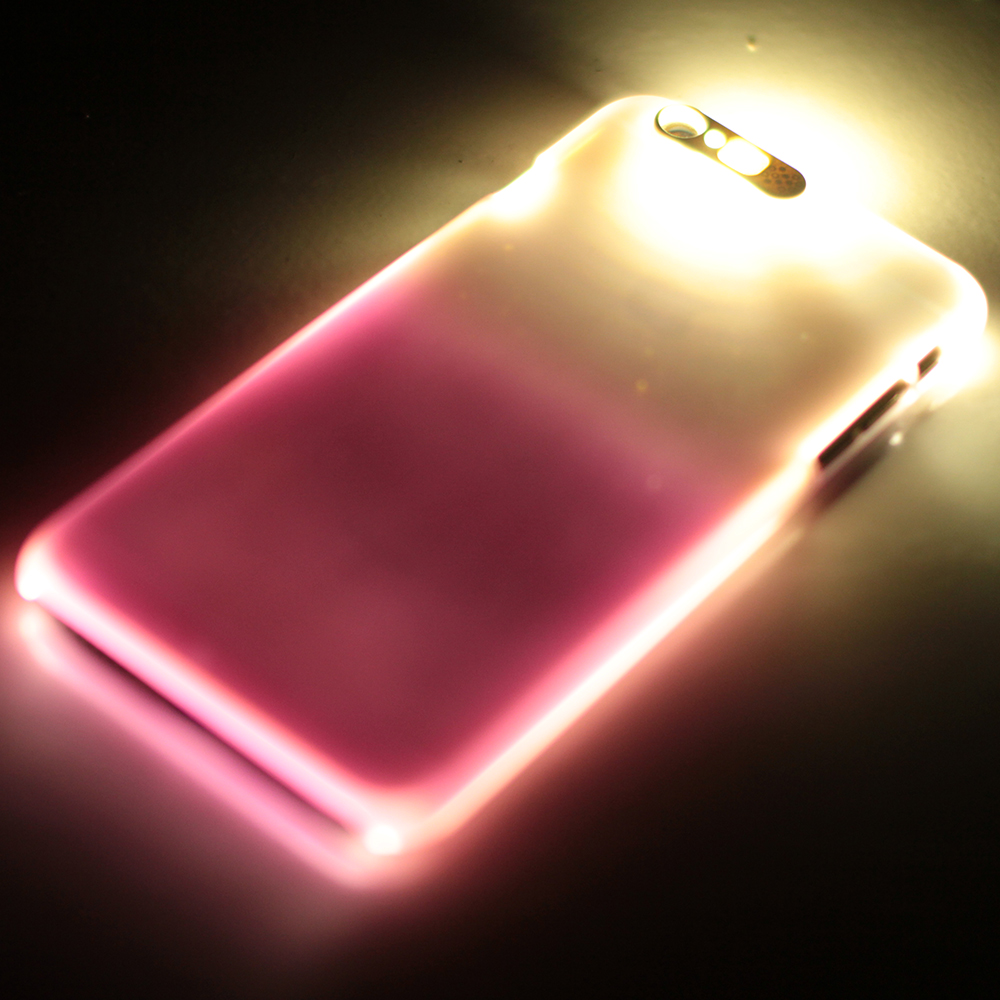 Mobile-style iPhone 6 6S 漸層炫彩 4.7吋 發光來電閃手機殼白+粉