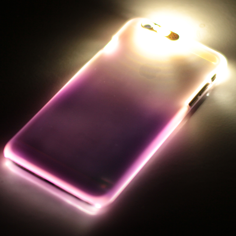 Mobile-style iPhone 6 6S 漸層炫彩 4.7吋 發光來電閃手機殼白+紫