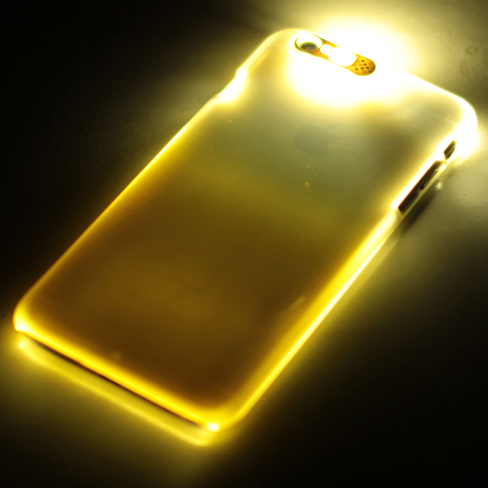 Mobile-style iPhone 6 6S 漸層炫彩 4.7吋 發光來電閃手機殼白+黃