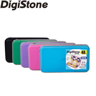 DigiStone 冰晶 漢堡盒 48片裝 CD/DVD硬殼拉鍊收納包-紫色 x1