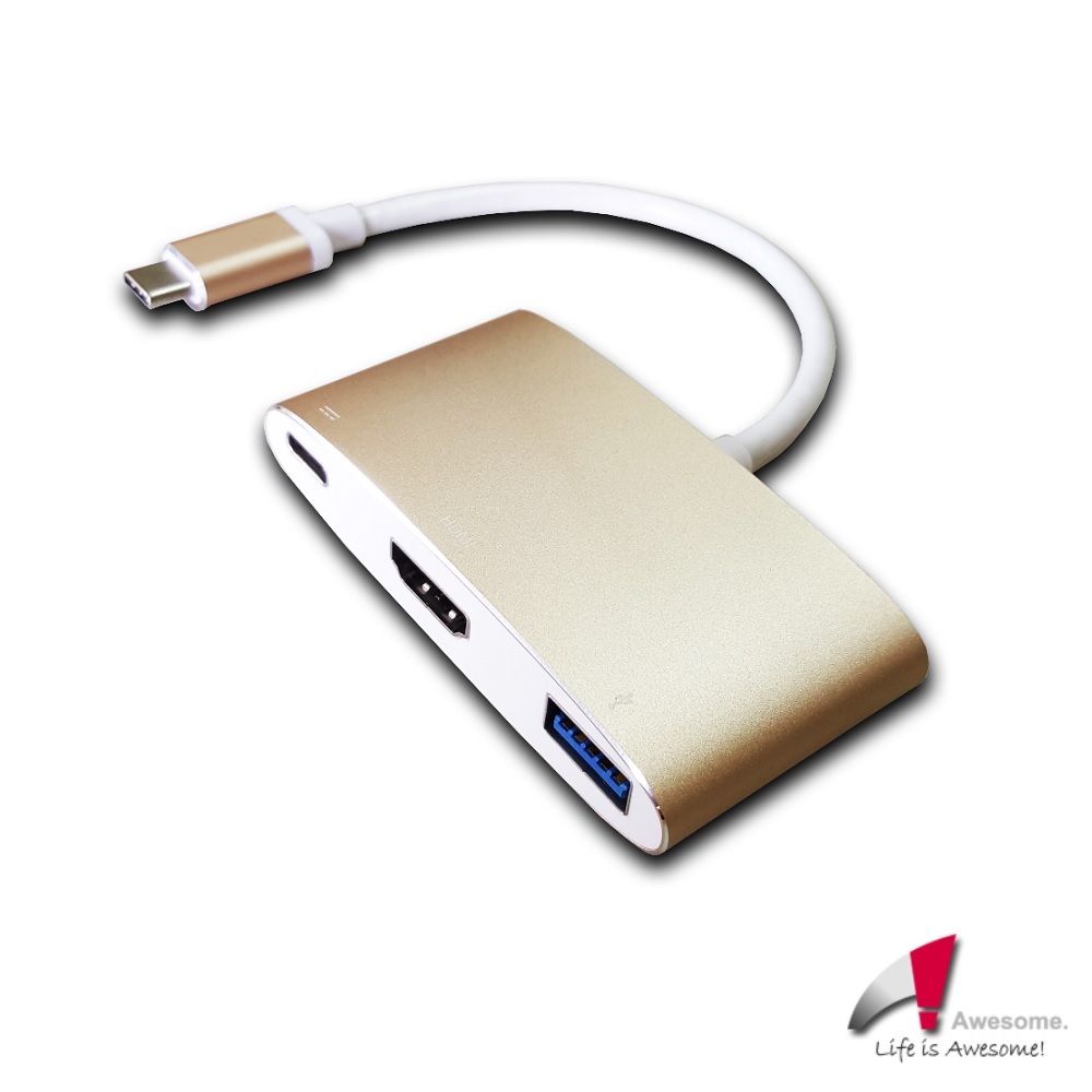 Awesome Type-C USB 3.1 to HDMI/USB3.0/Type-C轉接線－A00250002