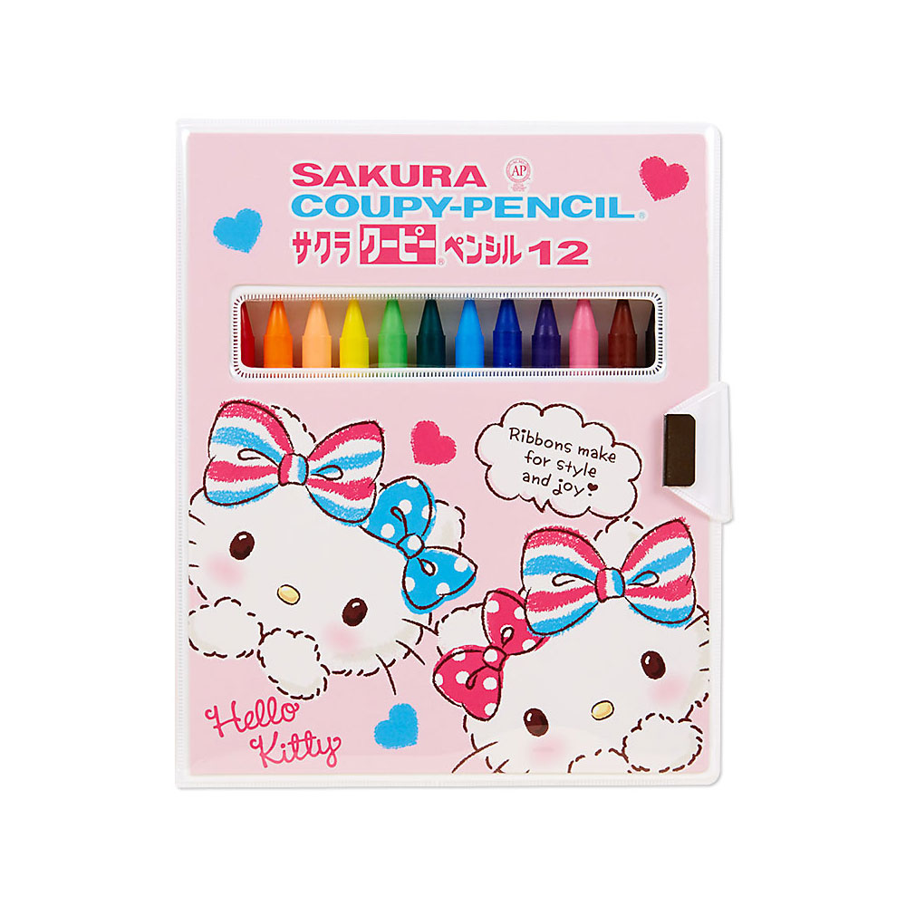 《Sanrio》HELLO KITTY 12色蠟鉛筆組(緞帶雙胞胎)