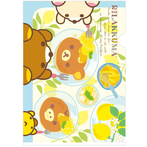 San-X 拉拉熊水果檸檬園系列A4文件夾。藍色