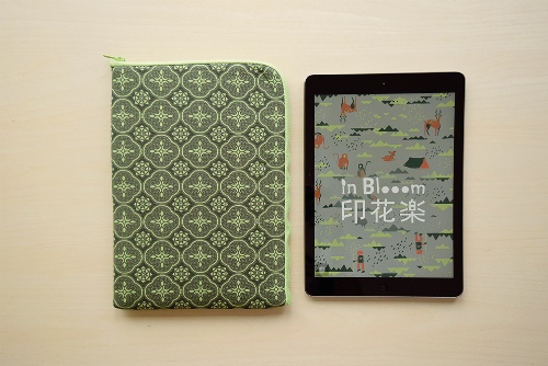 iPad收納包/玻璃海棠/葉綠