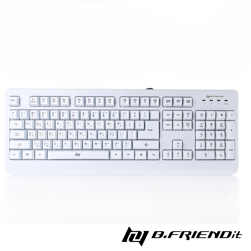 B.Friend GK1 防水遊戲專用有線鍵盤白