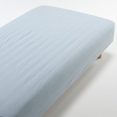 [MUJI無印良品]有機棉柔舒水洗棉床包/SD單人加大/藍色