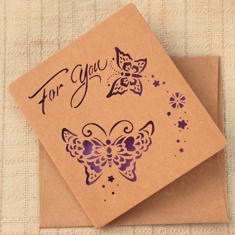 紙雕鏤空卡片‧紫色蝴蝶