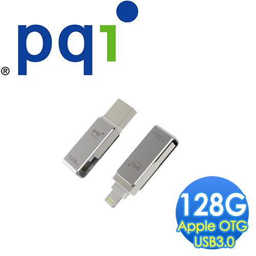 PQI 勁永 iConnect mini Apple OTG 128GB USB 3.0+ Lightning蘋果專用迷你金屬隨身碟(鐵灰)