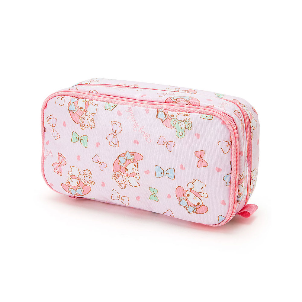 《Sanrio》美樂蒂防潑水雙層筆袋/化妝包(粉彩緞帶)