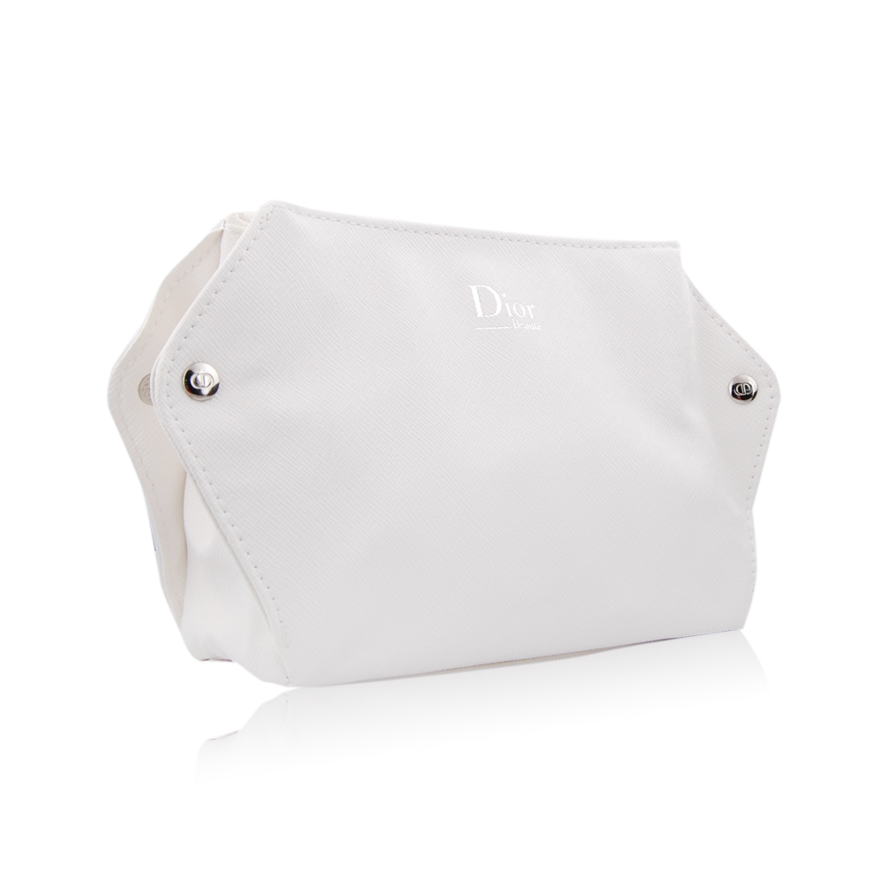Dior 迪奧 壓紋磁扣Beaute化妝包(18x4.5x13cm)#象牙白