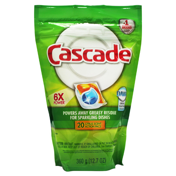 【美國 Cascade】洗碗機專用-洗碗膠囊20入補充包(柑橘香-360g/12.7oz)