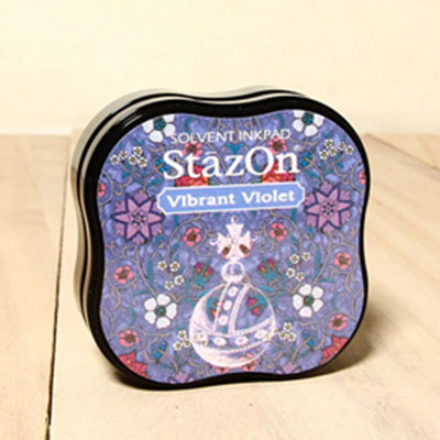 日本Tsukineco月貓印台Staz-On小版萬用油性印台 - 紫羅蘭色紫羅蘭色
