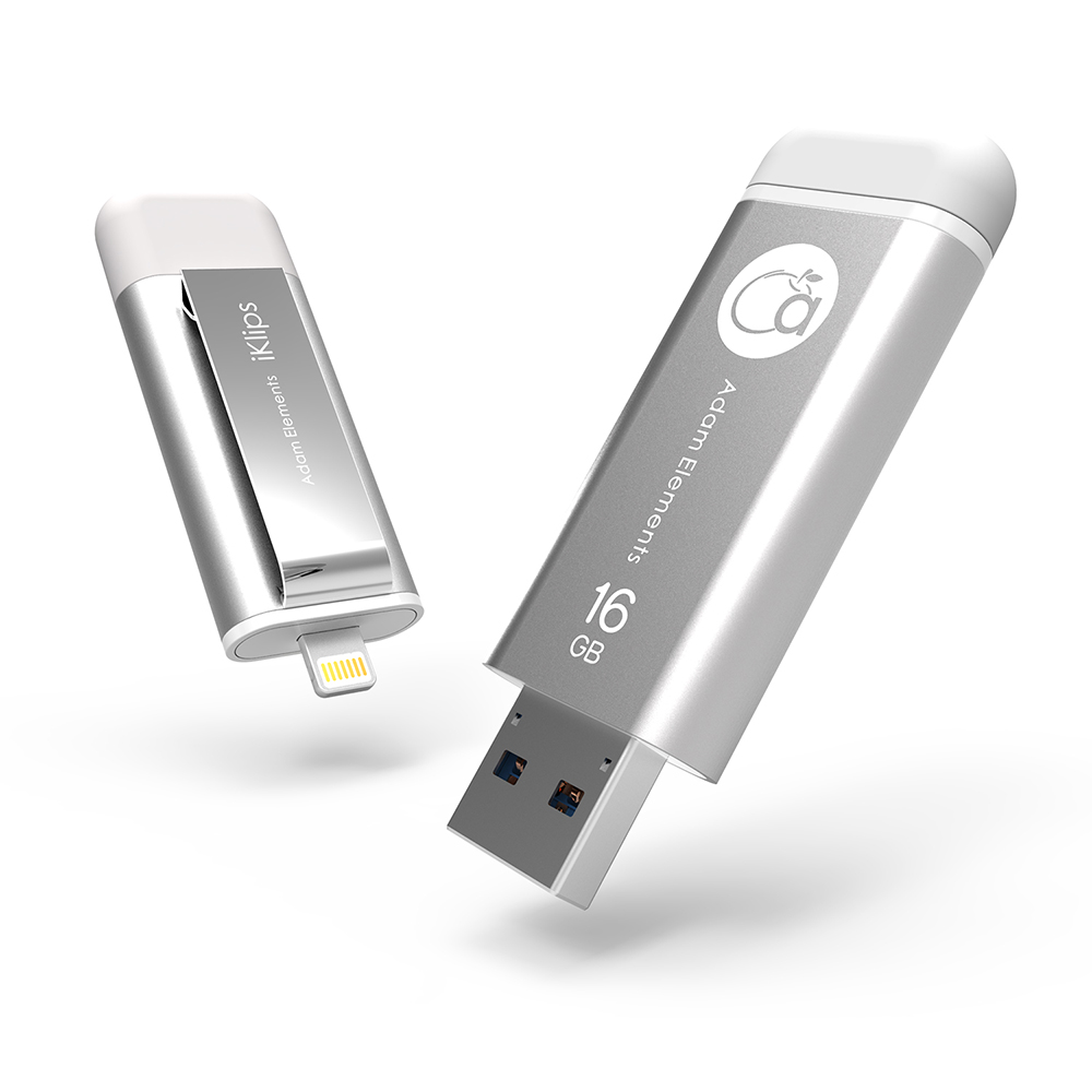 亞果元素【iKlips】 16GB iOS系統專用USB 3.0極速多媒體行動碟銀色