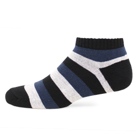 【 PuloG 】條紋氣墊裸襪-L-深藍灰黑