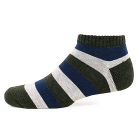 【 PuloG 】條紋氣墊裸襪-L-深藍灰綠