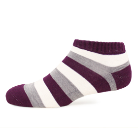 【 PuloG 】條紋氣墊裸襪-M-葡萄紫白