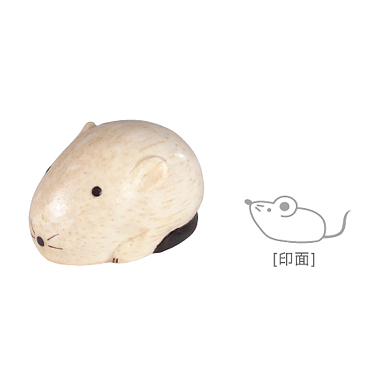 日本T-Lab純色實木十二生肖小印章 - 老鼠