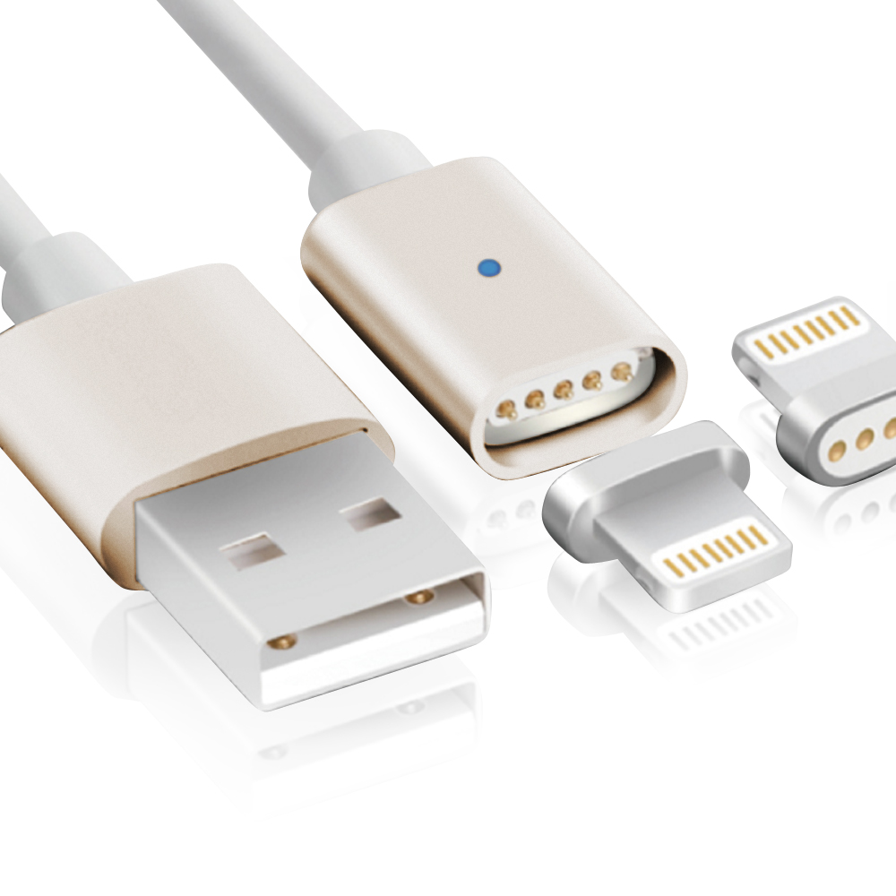 K-Line Apple Lightning 8pin 磁吸充電線(金)