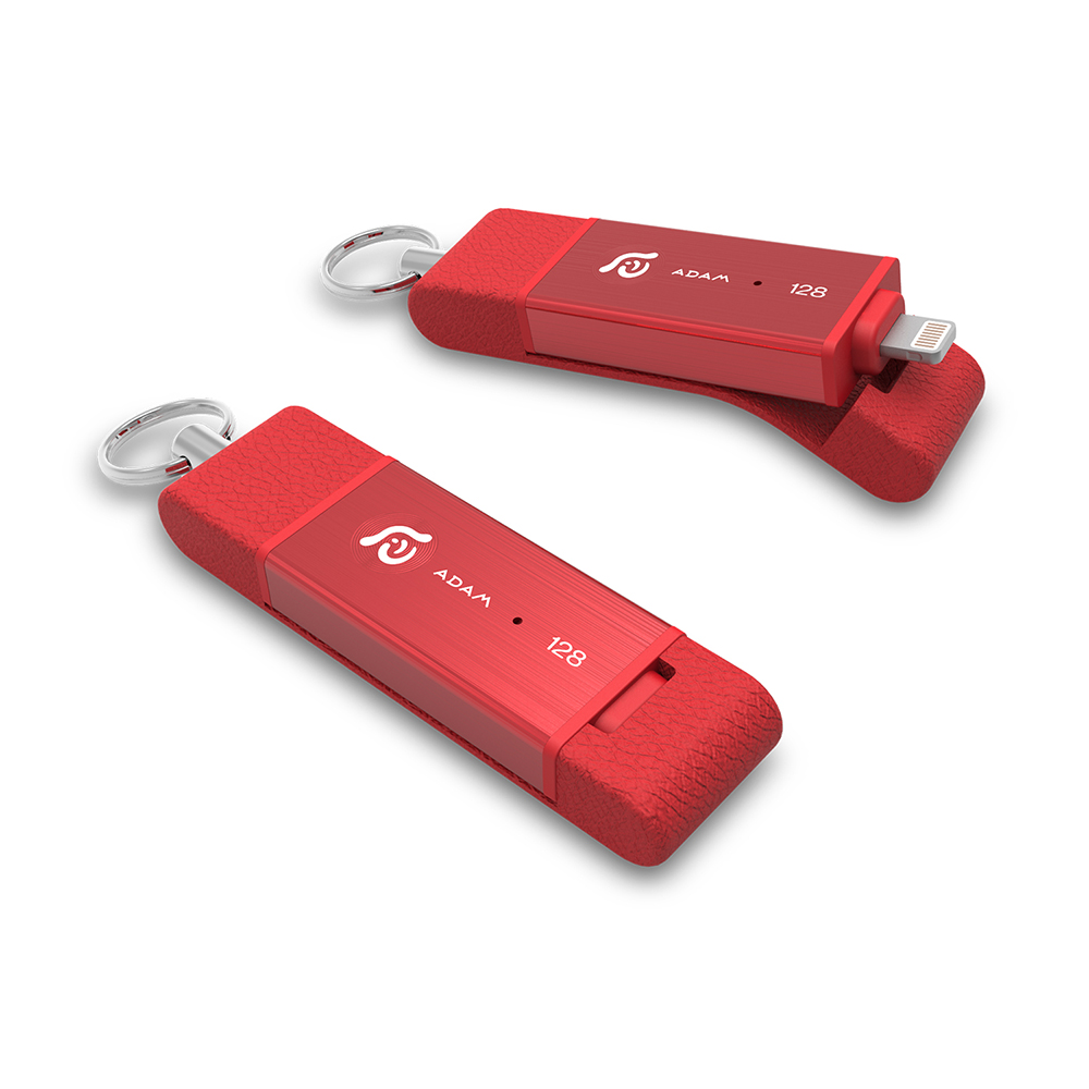亞果元素【iKlips DUO】 Apple專用雙向USB3.1極速多媒體行動碟 128GB炫彩紅