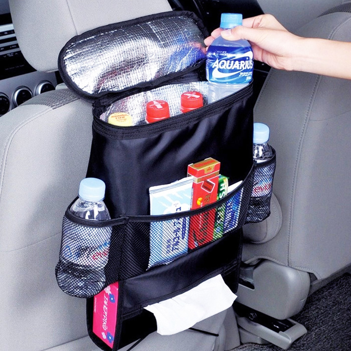 Sense神速 車用椅背多功能保溫保冷收納置物袋(黑)黑色